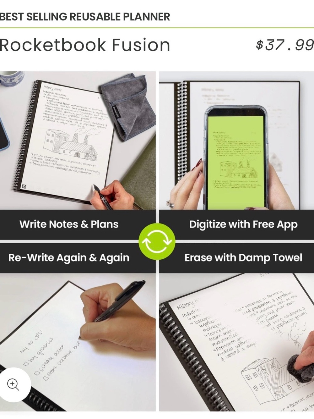 Fusion Reusable Notebook - White